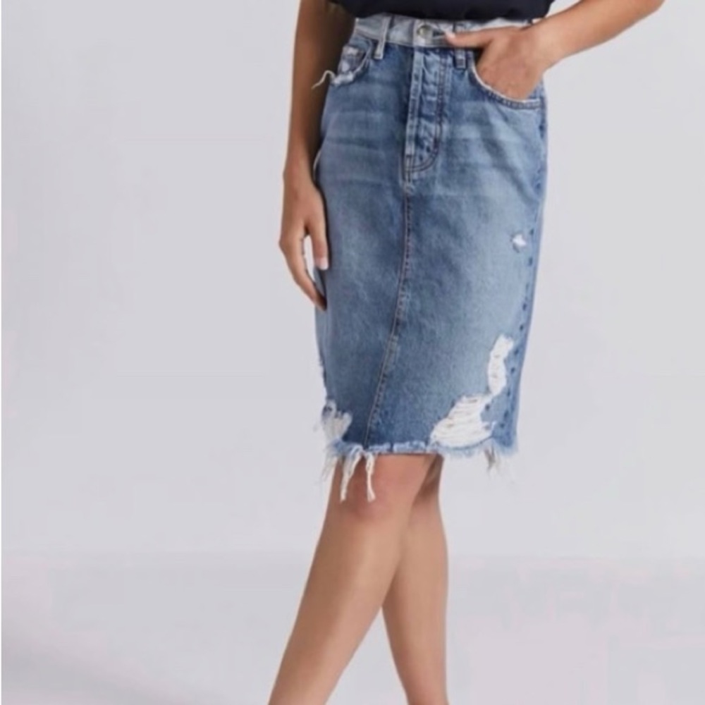Current/Elliott Blue Pencil Skirt Knee-Length Casual